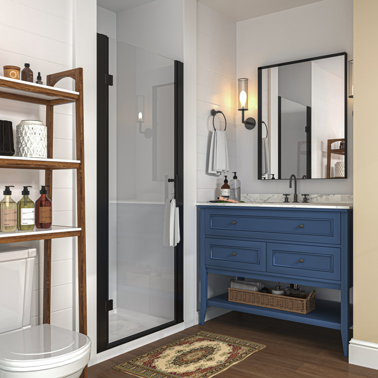 32'' W x 72'' H Frameless Clear Glass Shower Door in Matte Black