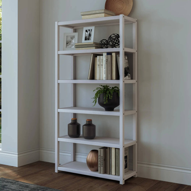 Greenport 72" Brushed White Solid Wood Bookcase