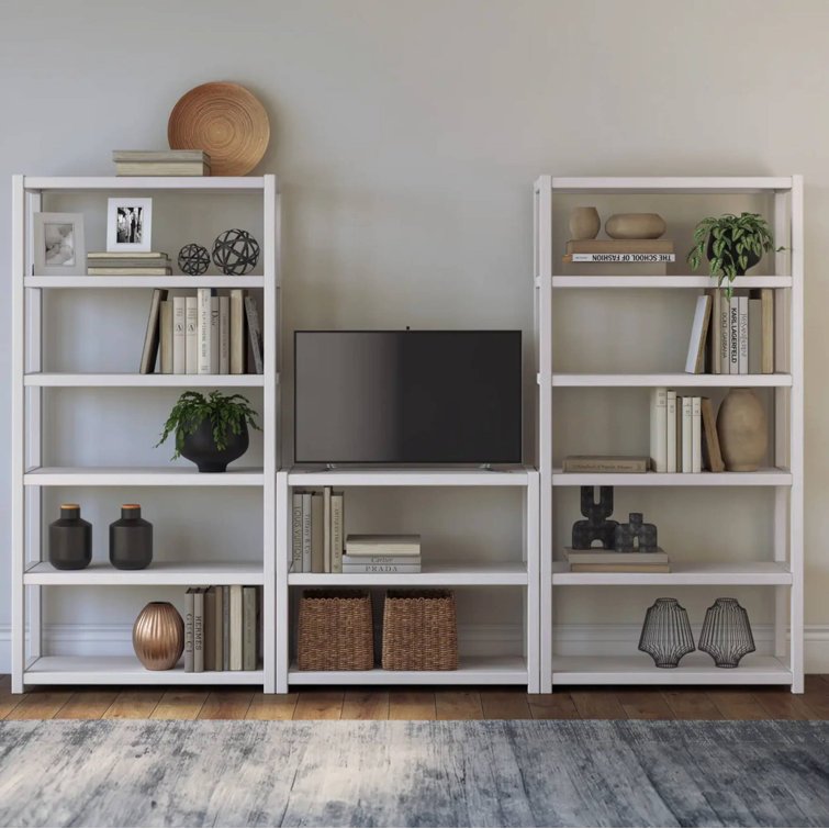 Greenport 72" Brushed White Solid Wood Bookcase