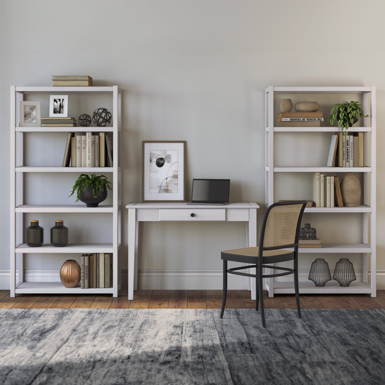 Greenport 72" Brushed White Solid Wood Bookcase