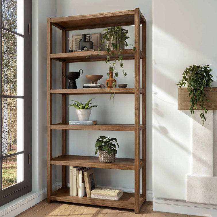 Greenport 72" Solid Wood Bookcase with Brushed Walnut Finish