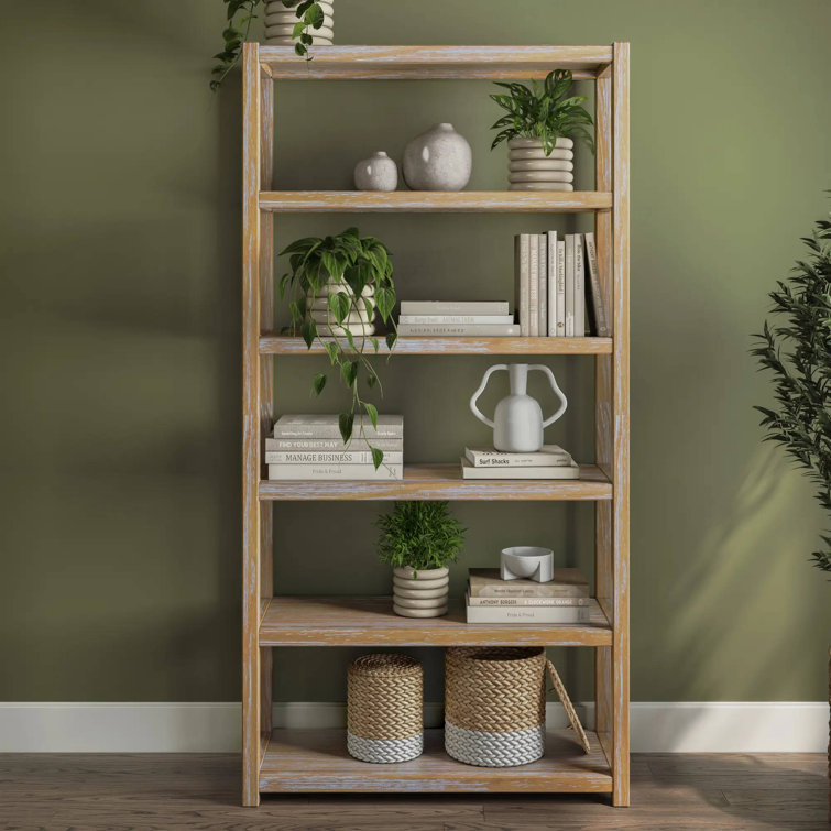 Greenport 72" Brushed Driftwood Solid Wood Bookcase