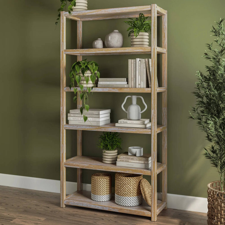Greenport 72" Brushed Driftwood Solid Wood Bookcase