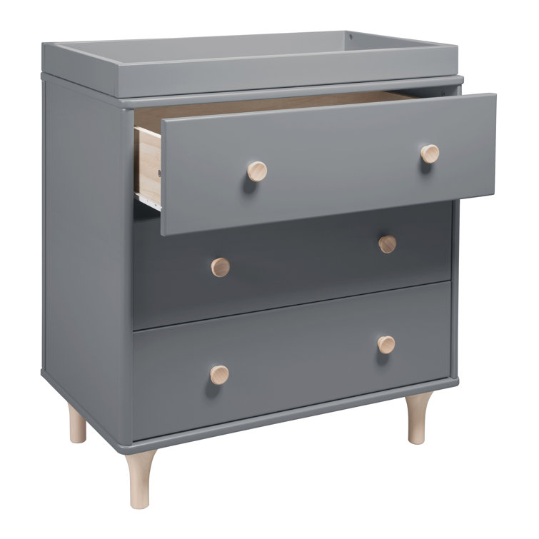 Lolly 3-Drawer Gray and Natural Pine Dresser with Changing Top