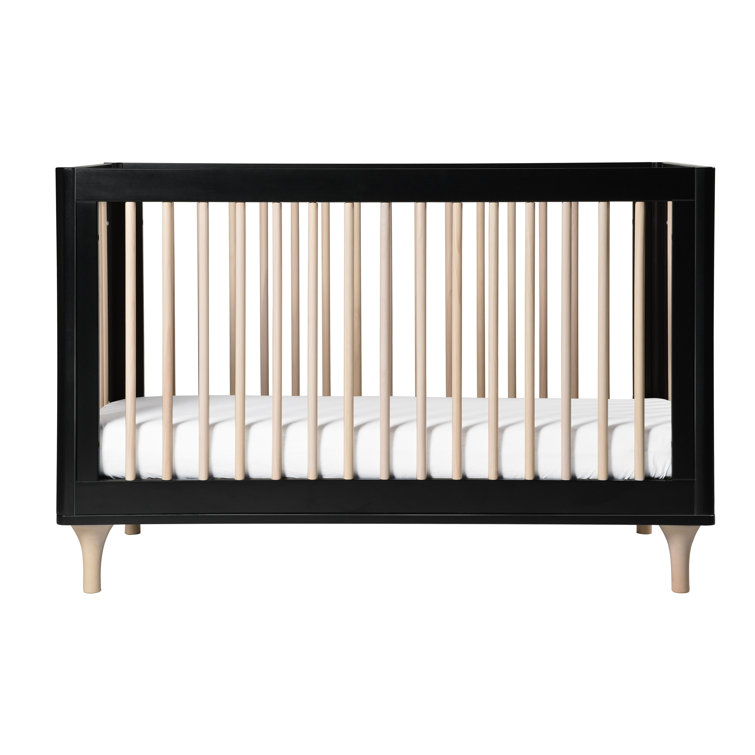 Black and Natural Pine 3-in-1 Convertible Crib with Toddler Bed