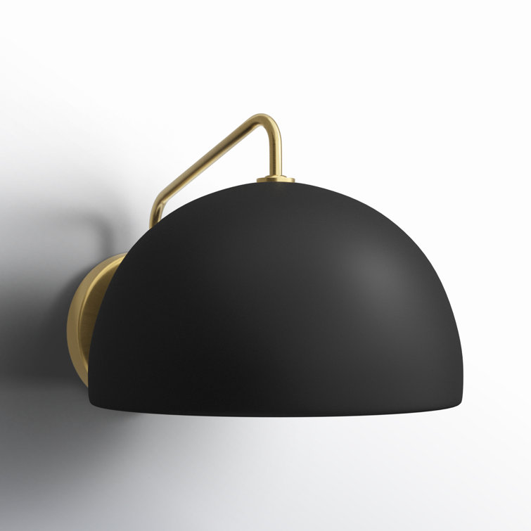 Matte Black and Brass Dome-Shaped Dimmable Wall Sconce