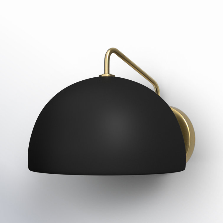 Matte Black and Brass Dome-Shaped Dimmable Wall Sconce