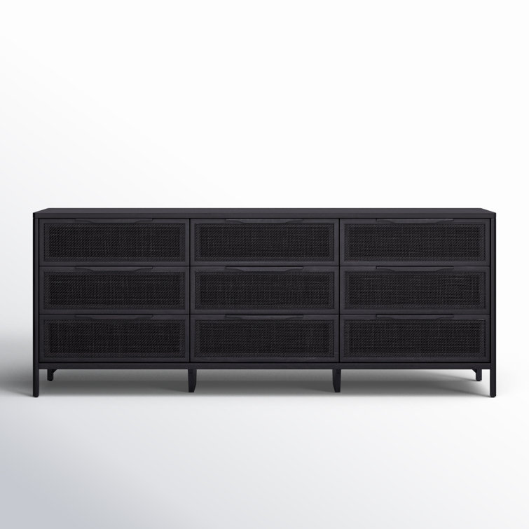 Black Coastal 9-Drawer Cane Front Dresser