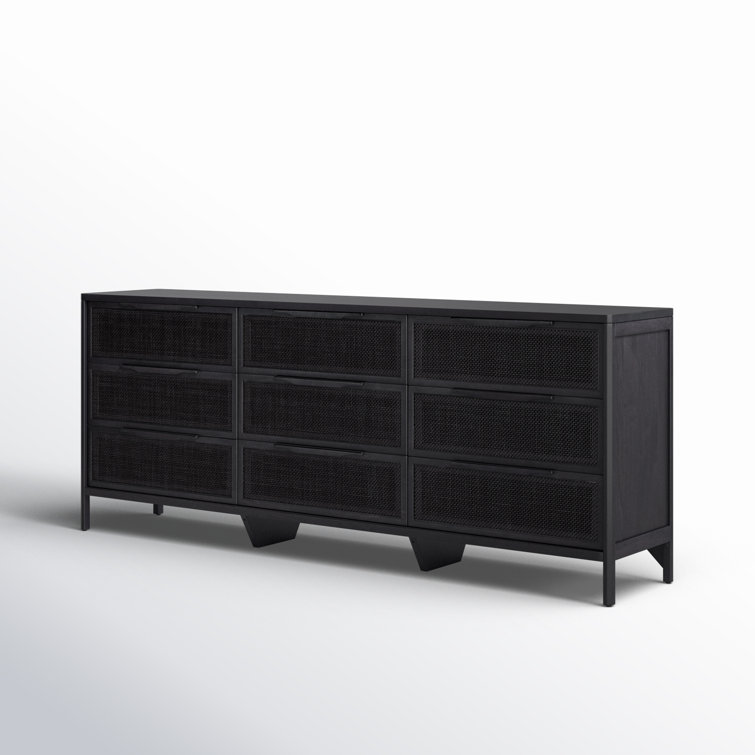 Black Coastal 9-Drawer Cane Front Dresser