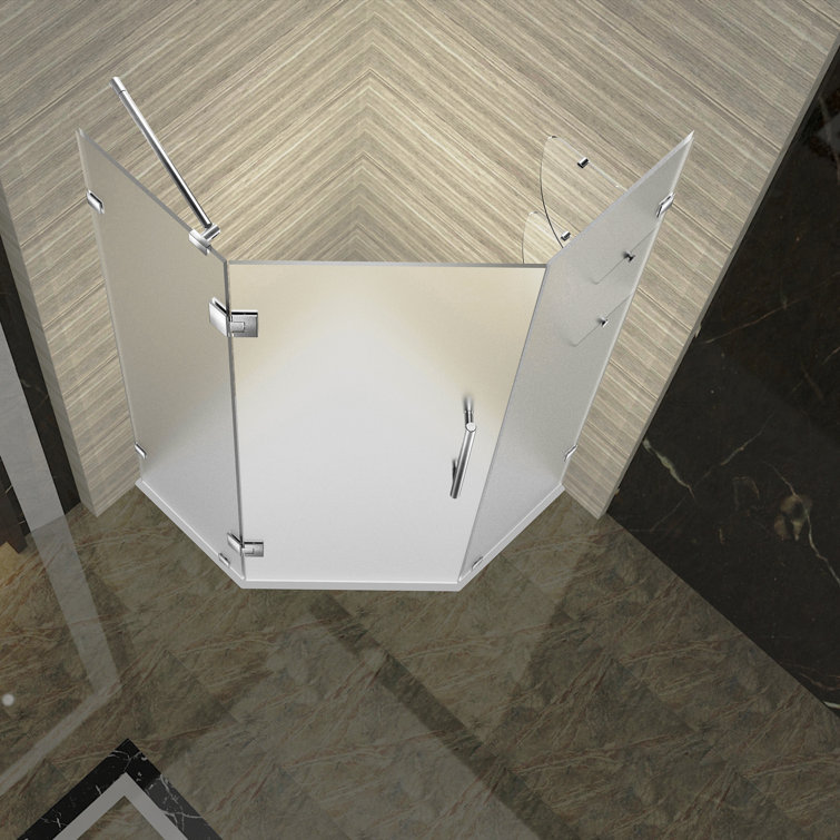 Neoscape Frosted Glass Stainless Steel Frameless Neo-Angle Shower Enclosure