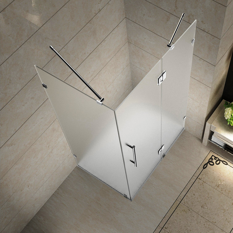 Avalux 32" x 72" Frameless Frosted Glass Shower Enclosure in Chrome