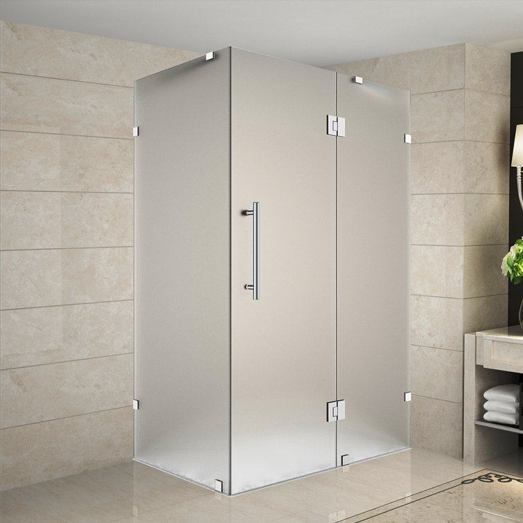 Avalux 32" x 72" Frameless Frosted Glass Shower Enclosure in Chrome