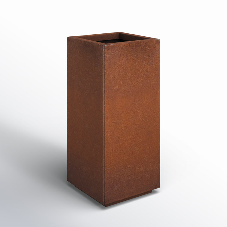 Elegant Corten Steel 24 Gallon Square Pedestal Planter