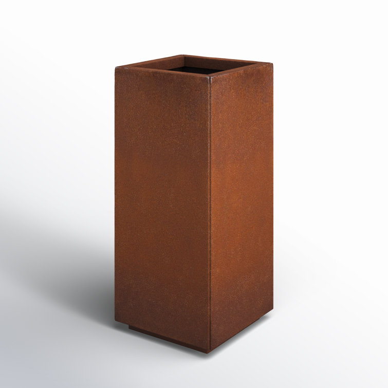 Elegant Corten Steel 24 Gallon Square Pedestal Planter
