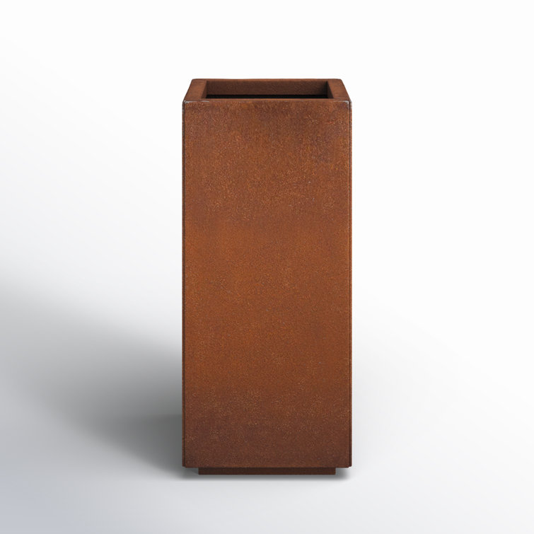 Elegant Corten Steel 24 Gallon Square Pedestal Planter