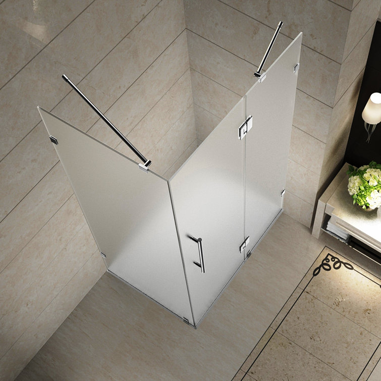 Avalux Chrome Frameless Hinged Shower Enclosure with Clear Glass