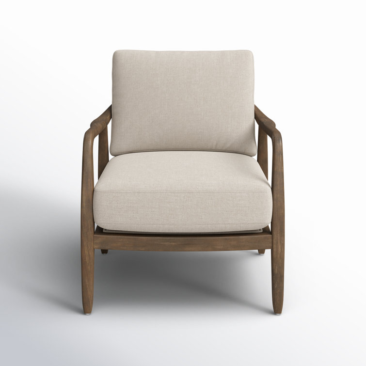 Beige Handcrafted Wood Accent Armchair