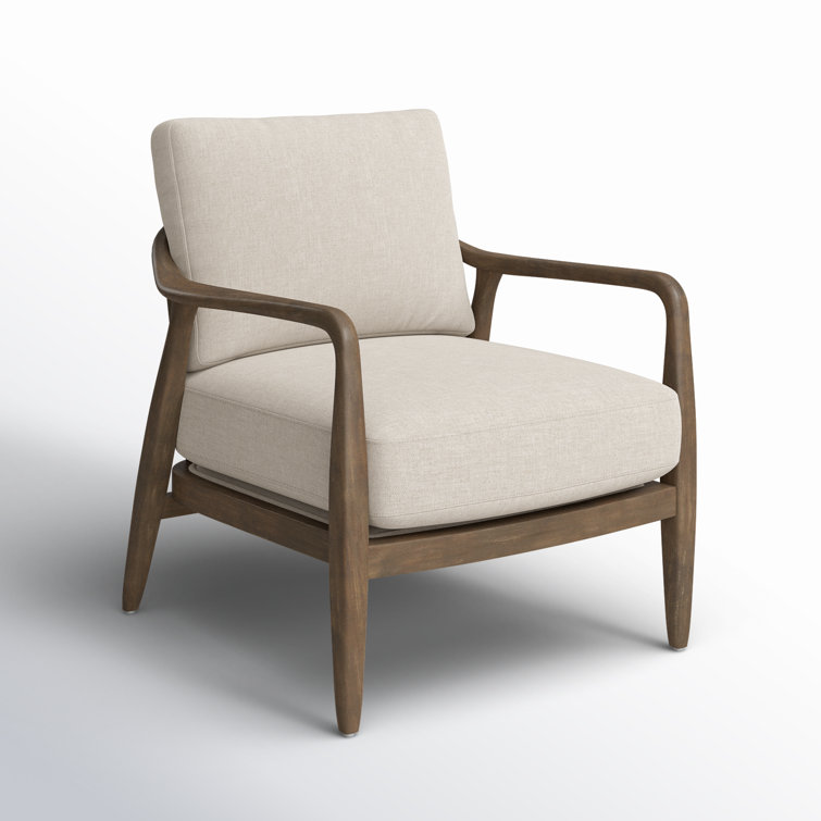Beige Handcrafted Wood Accent Armchair