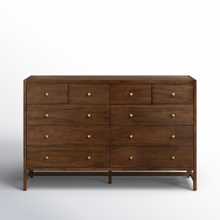 Sullivan Double Walnut Dresser with Brass Hardware