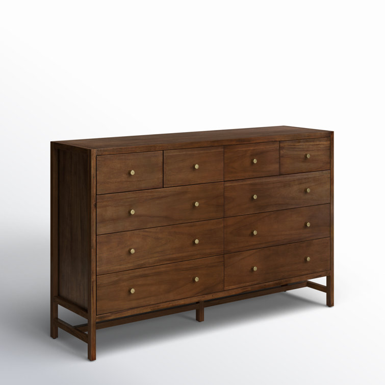 Sullivan Double Walnut Dresser with Brass Hardware