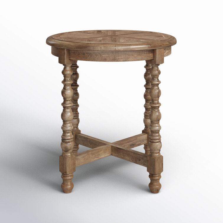 Traditional Round Brown Reclaimed Fir End Table, 26"