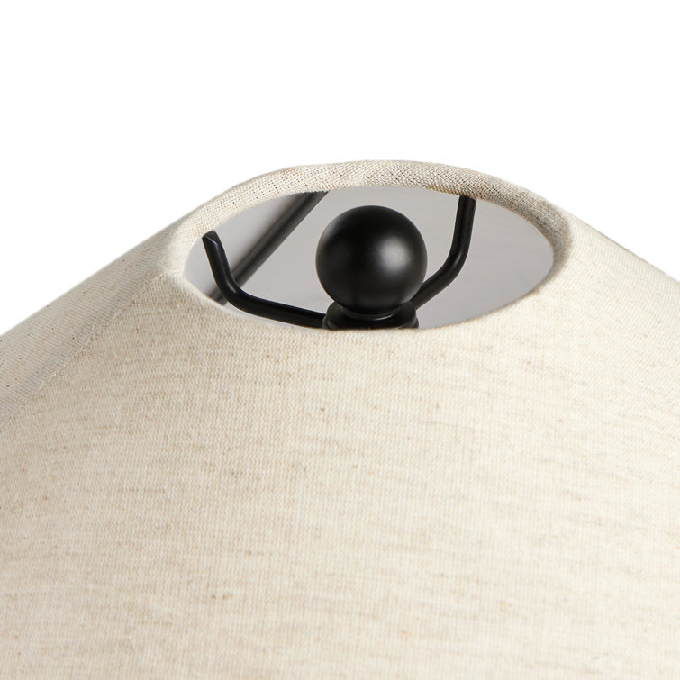 Matte Black Iron Tripod Table Lamp with Beige Shade