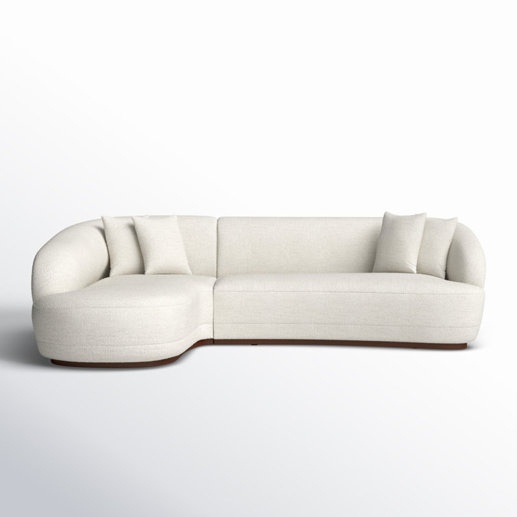 Cloud White Upholstered Left-Facing Chaise Sectional with Ottoman
