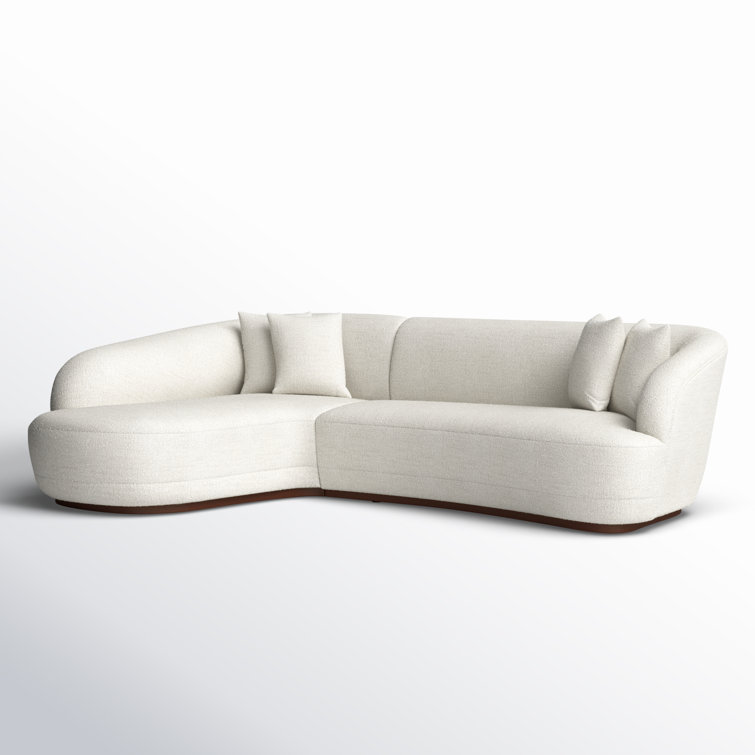 Cloud White Upholstered Left-Facing Chaise Sectional with Ottoman