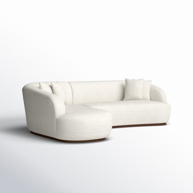 Cloud White Upholstered Left-Facing Chaise Sectional with Ottoman
