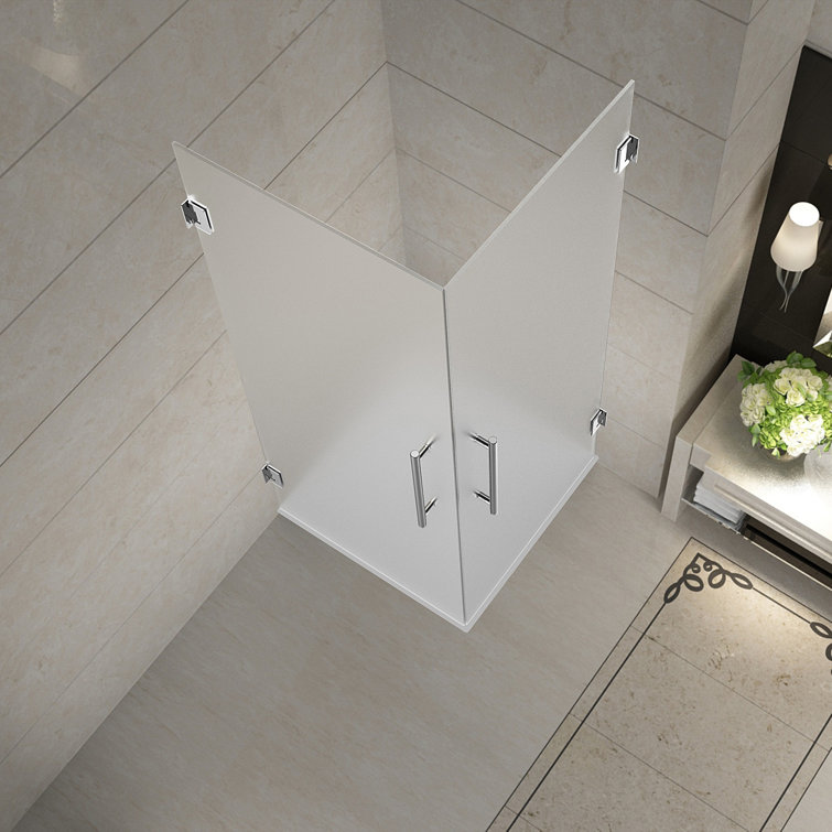 Vanora 30" x 72" Frameless Frosted Glass Shower Enclosure with Chrome Hardware