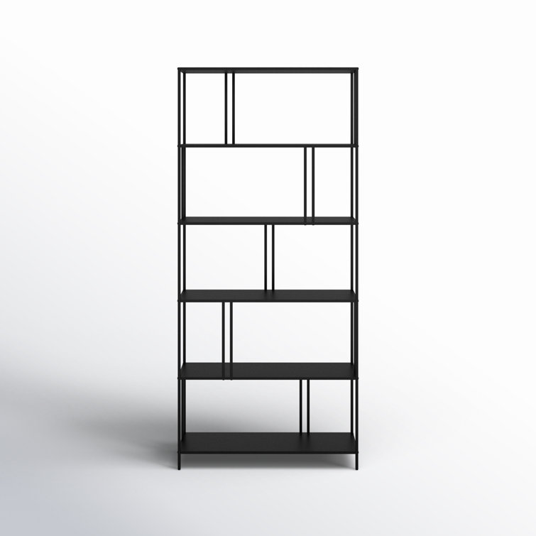 Industrial Blackened Bronze 5-Tier Staggered Bookcase