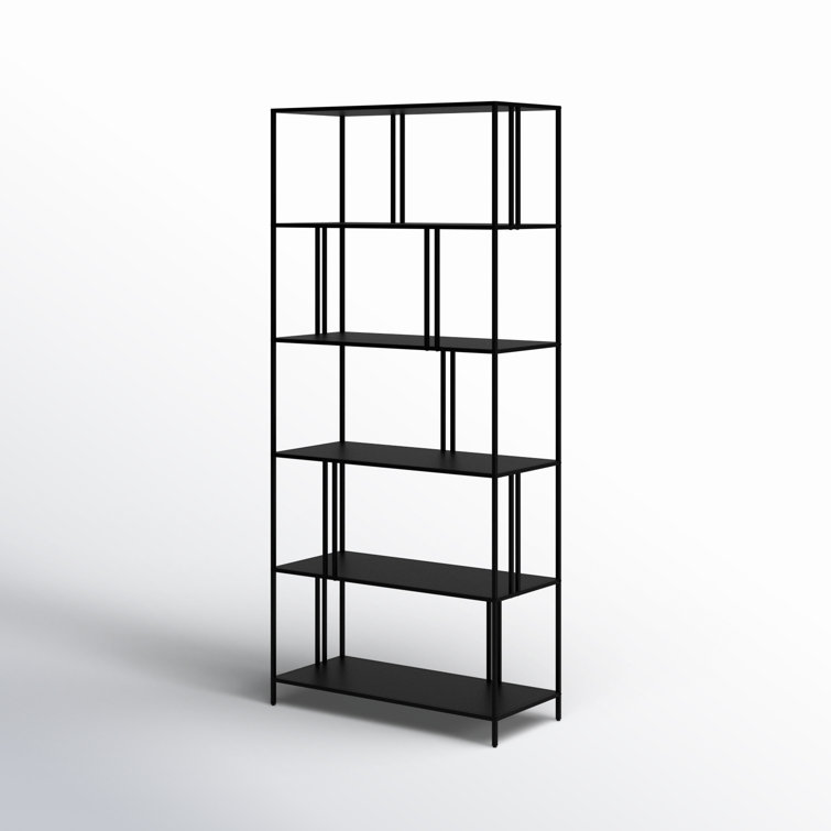 Industrial Blackened Bronze 5-Tier Staggered Bookcase