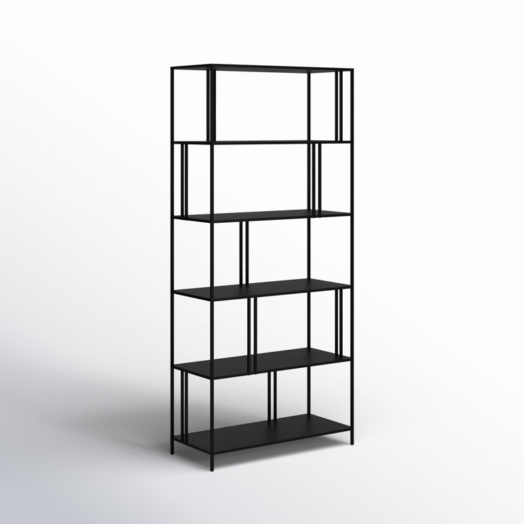 Industrial Blackened Bronze 5-Tier Staggered Bookcase