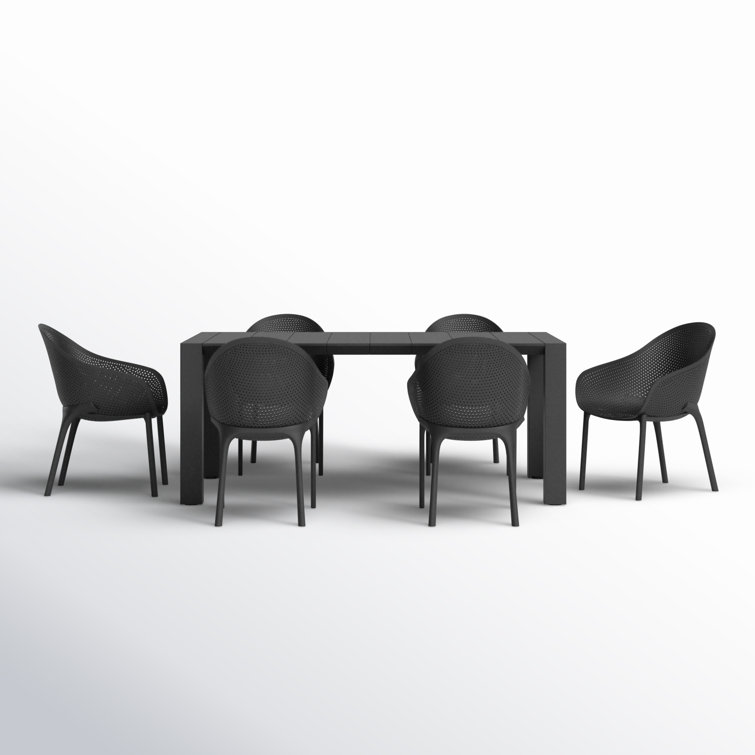 Skyline Chic 7-Piece Black Extendable Outdoor Dining Set