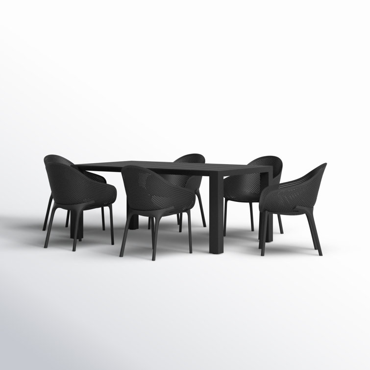 Skyline Chic 7-Piece Black Extendable Outdoor Dining Set