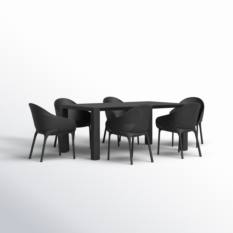 Skyline Chic 7-Piece Black Extendable Outdoor Dining Set