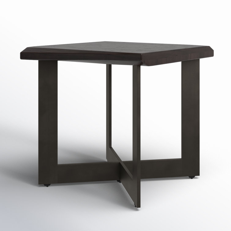 Metivier Square Acacia Wood and Metal Industrial End Table