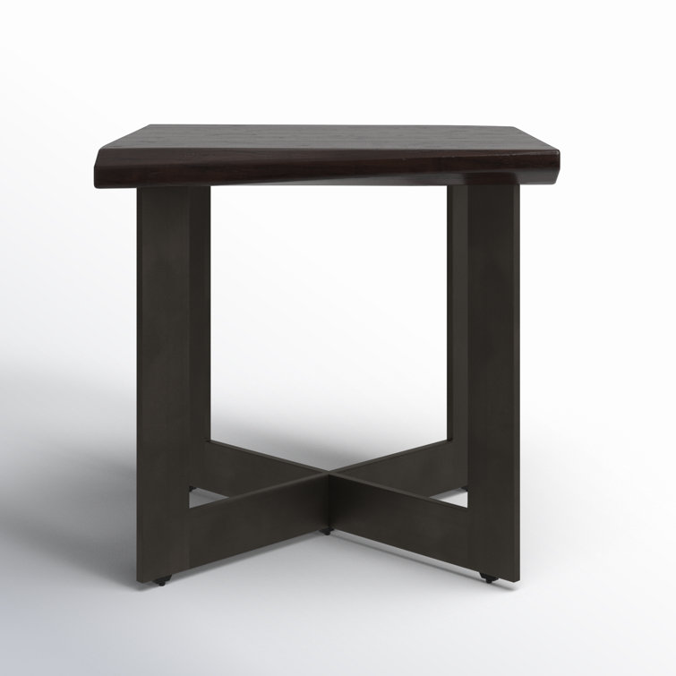 Metivier Square Acacia Wood and Metal Industrial End Table