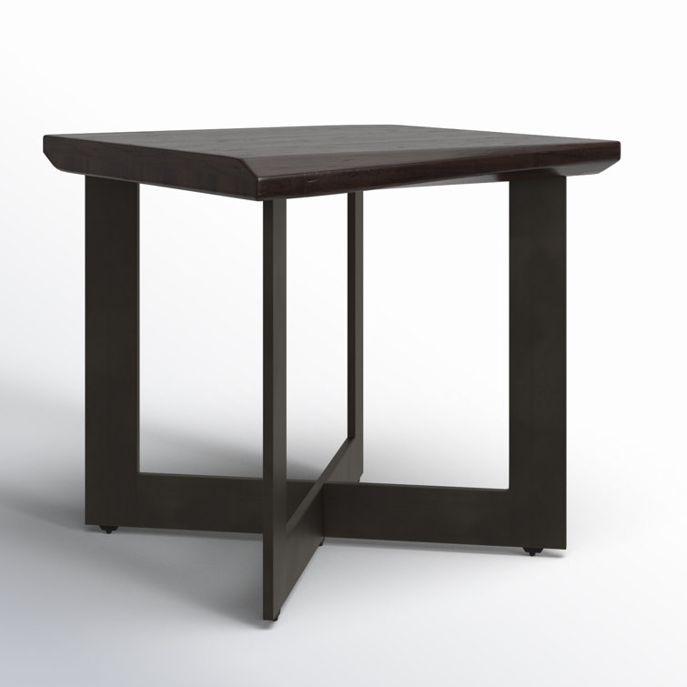 Metivier Square Acacia Wood and Metal Industrial End Table