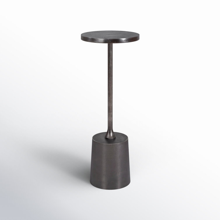 Nickel Silver Round Aluminum Pedestal End Table