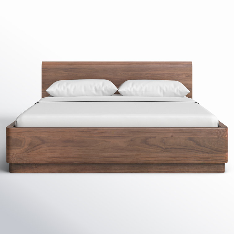 Natural Walnut Queen Bed with Softly Rounded Corners and Slats