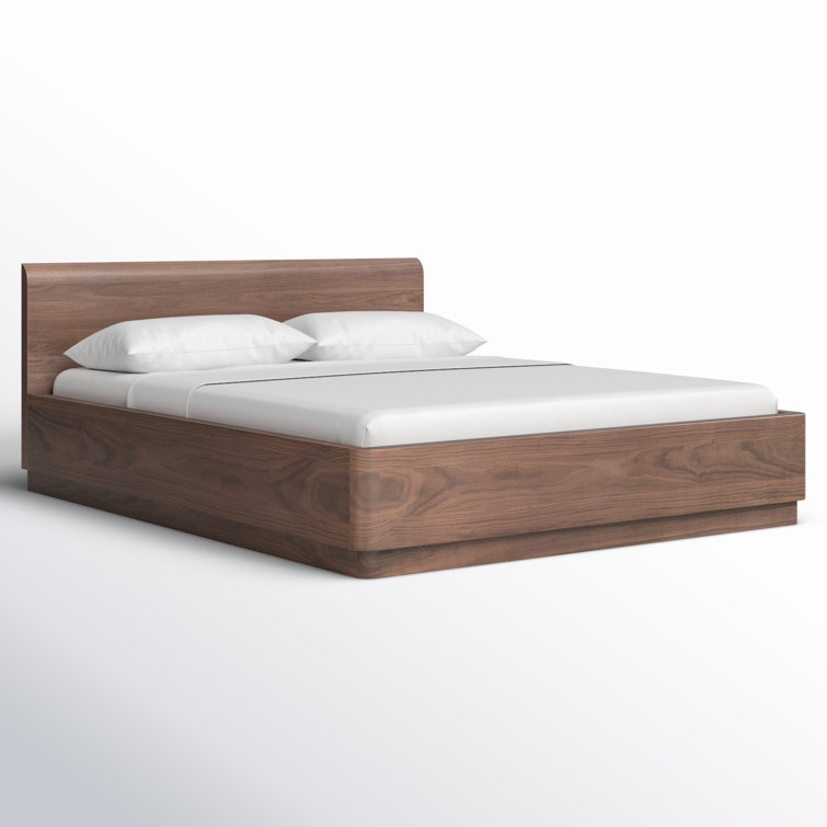 Natural Walnut Queen Bed with Softly Rounded Corners and Slats