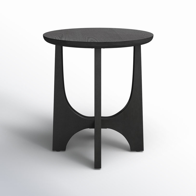 Black Round Solid and Manufactured Wood End Table