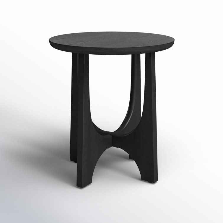 Black Round Solid and Manufactured Wood End Table