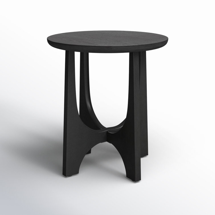 Black Round Solid and Manufactured Wood End Table