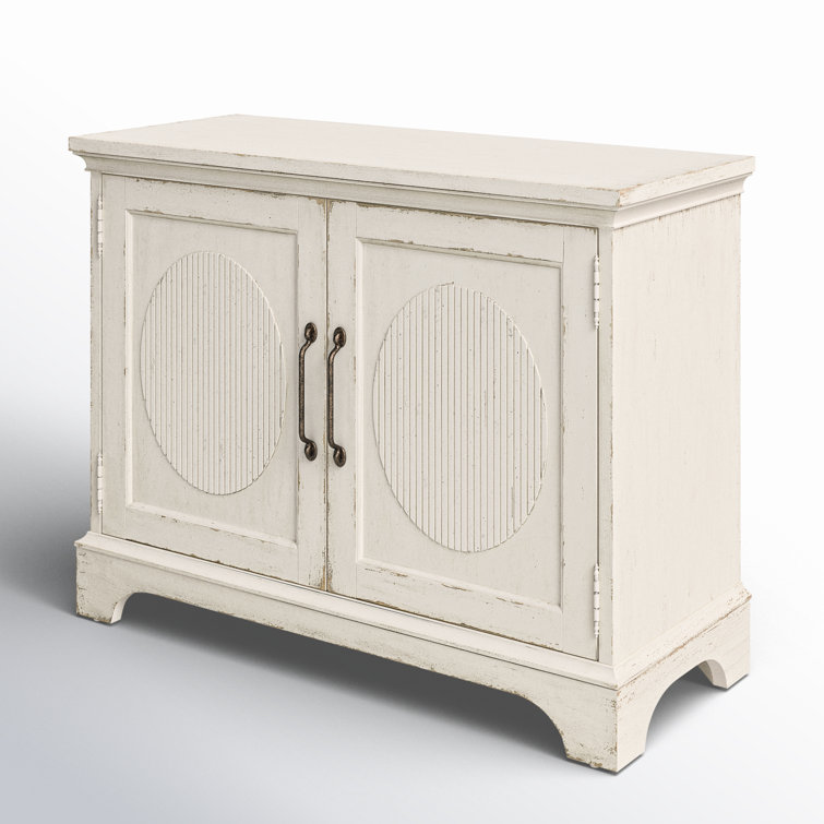 White Rustic Oak Veneer Two-Door Accent Cabinet