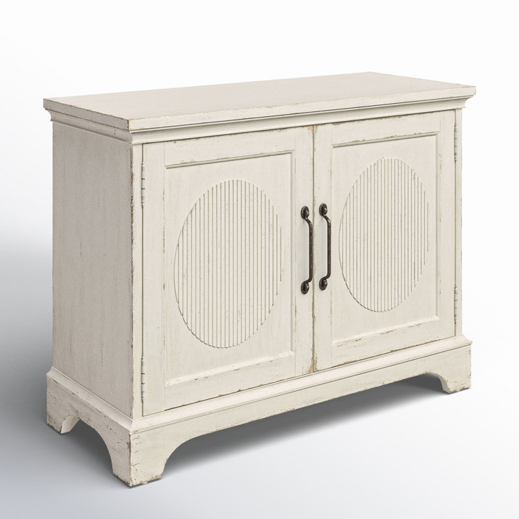White Rustic Oak Veneer Two-Door Accent Cabinet