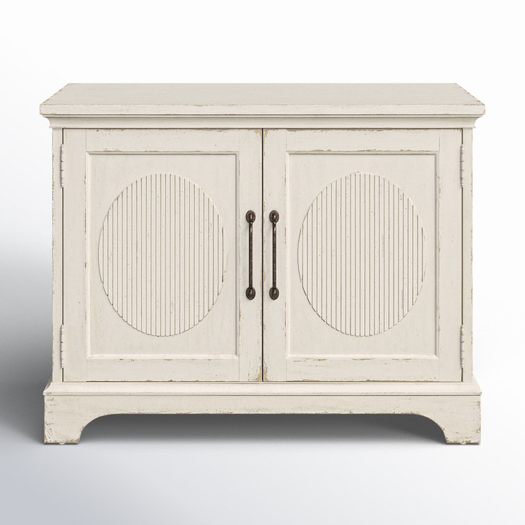 White Rustic Oak Veneer Two-Door Accent Cabinet