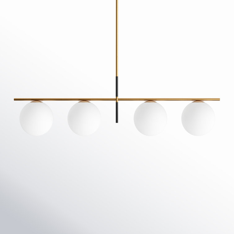 Elegance Defined Satin Brass & Black 4-Light Pendant with Satin White Glass