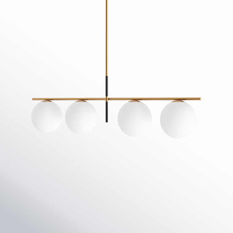 Elegance Defined Satin Brass & Black 4-Light Pendant with Satin White Glass